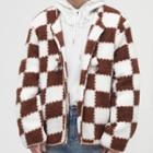 Checkerboard Fleece Buckled Jacket