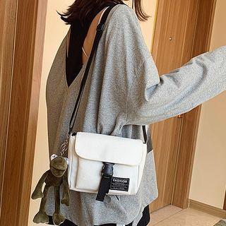 Buckled Flap Crossbody Canvas Bag