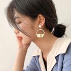 Faux Pearl Alloy Geometric Dangle Earring 1 Pair - Silver Needle - Metal Earrings - One Size