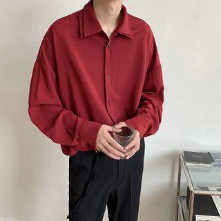 Long-sleeve Drop Shoulder Layered Collared Shirt
