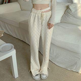 Plaid Cutout Straight Leg Pants