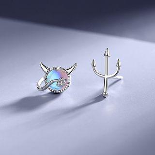 Devil Sterling Silver Asymmetrical Earring