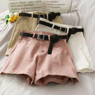 High-waist Work Shorts With Belt