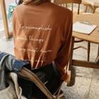Letter-printed Long-sleeve T-shirt Brown - One Size
