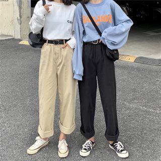 Set: Wide-leg Pants + Belt