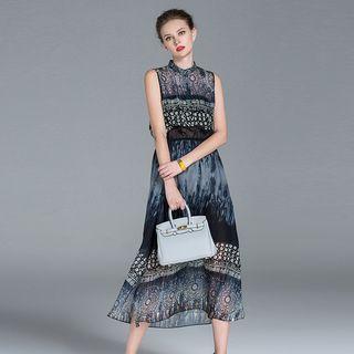 Printed Slit Side Midi Dress