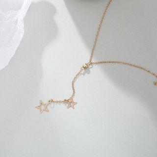 Rhinestone Star Necklace Xz23jin - 1pc - Gold - One Size