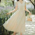 Bow Lace Midi A-line Dress