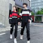 Couple Matching Color Block Hoodie / Cropped Harem Pants