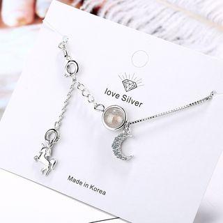 Moonstone Moon Unicorn Pendant Necklace