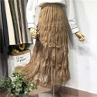 High-waist Gradient Mesh A-line Skirt