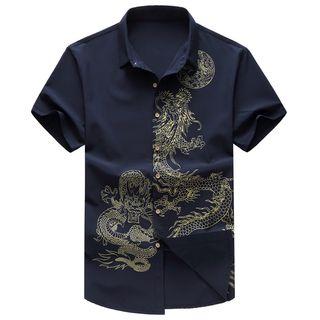 Dragon Print Short-sleeve Shirt