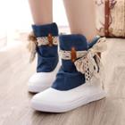 Lace Bow Canvas Duck Short Boots