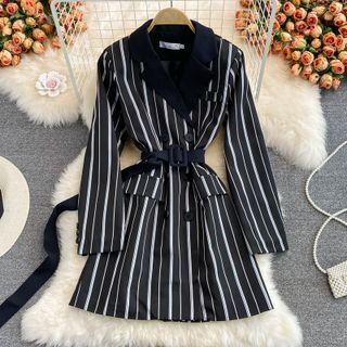 Double Breasted Pinstripe Blazer Dress