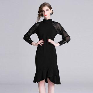 Long-sleeve Mock Neck Mermaid Dress