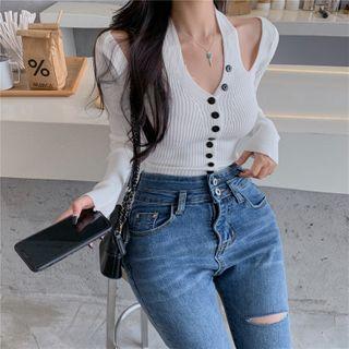 Cold-shoulder Cutout-back Knit Top