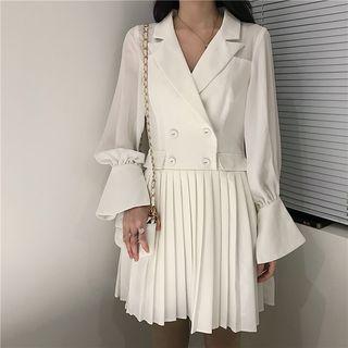 Bell-sleeve Mini Pleated Dress