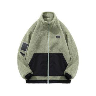 Long Sleeve Two Tone Fleece Applique Jacket