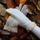 Wedding Faux Pearl Gloves Natural White - One Size