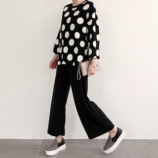 Set: Polka-dot T-shirt + Wide-leg Pants