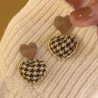 Heart Drop Earring 1 Pair - S925 Silver Needle - Black & White - One Size