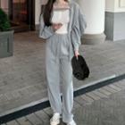 Open-front Jacket / Cropped Camisole Top / Sweatpants