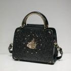 Embellished Metal Handle Handbag