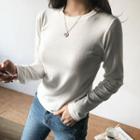 Round-neck Napped T-shirt Ivory - One Size