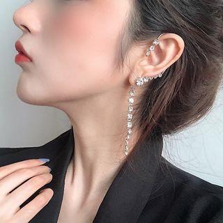 Rhinestone Dangle Earring 1 Pc - 925 Silver - One Size