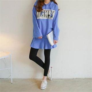Set: Hooded Mickey Mouse Sweatshirt + Inset Skirt Leggings