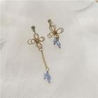 Non-matching Faux Crystal Alloy Flower Dangle Earring 1 Pair - Stud Earrings - Gold - One Size