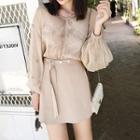 Set: V-neck Blouse + Camisole Top + Mini A-line Skirt
