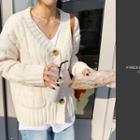 Buttoned Cable Knit Cardigan Ivory - One Size