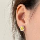 Faux Pearl Smiley Ear Stud 1 Pair - Gold - One Size