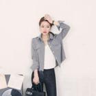 Fray-edge Buttoned Denim Jacket