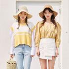 V-neck Puff-shoulder Top