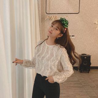 Laced Velvet Blouse Ivory - One Size