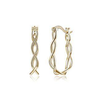 925 Sterling Silver Gold Twist Rope Earrings Golden - One Size