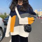 Color Block Sweater Blue & Gray & Yellow - One Size