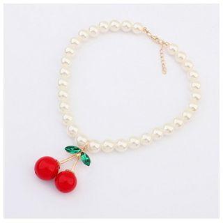 Cherry Faux Pearl Necklace