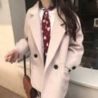 Notch-lapel Double-breasted Coat As Shown In Figure - One Size