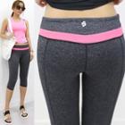 Neon-trim Piped Cropped Sports Leggings
