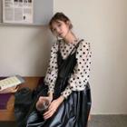 Dotted Long-sleeve Top / Strappy A-line Dress