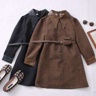 Faux Leather-trim Slim-fit Mini Dress