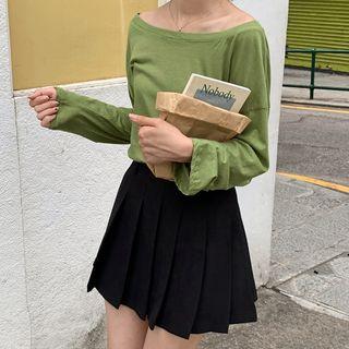 Round-neck Long-sleeve Plain Tee