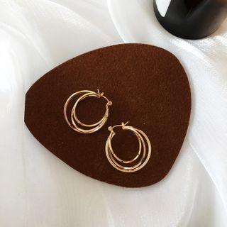 Layered Ear Stud 1 Pair - Gold - One Size
