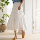 Eyelet-lace Long Tiered Skirt