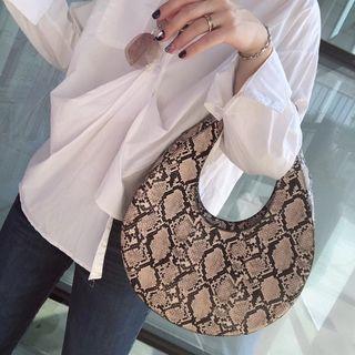 Faux-leather Snake-print Satchel