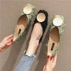 Metal Accent Feathered Square Toe Flats