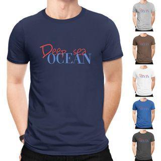Large Size Lettering Round-neck Short-sleeve T-shirt